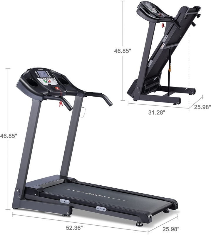 Echanfit treadmill open and folded
